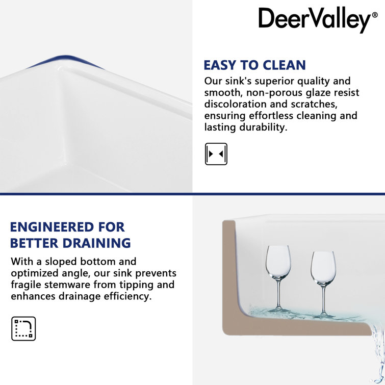 33"L x 20"W Farmhouse Kitchen Sink Deep Single Bowl Fireclay Workstation Sink with Cutting Board and Dish Drying Rack