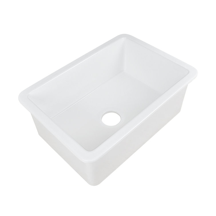 White Fireclay 27" Single Bowl Drop-In Kitchen Sink