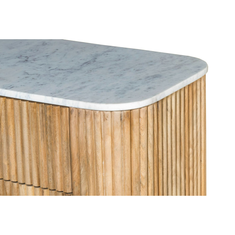 Carmela White Marble & Mango Wood 3 Drawer Dresser