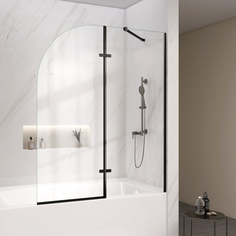 48'' W x 58'' H Clear Tempered Glass Frameless Bathtub Door