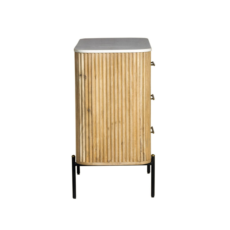 Carmela White Marble & Mango Wood 3 Drawer Dresser