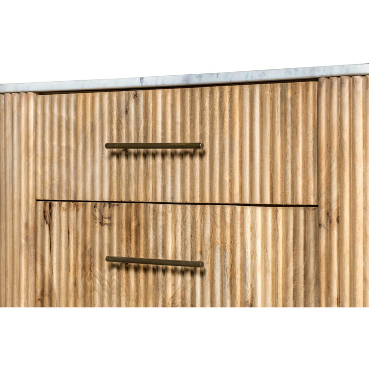 Carmela White Marble & Mango Wood 3 Drawer Dresser