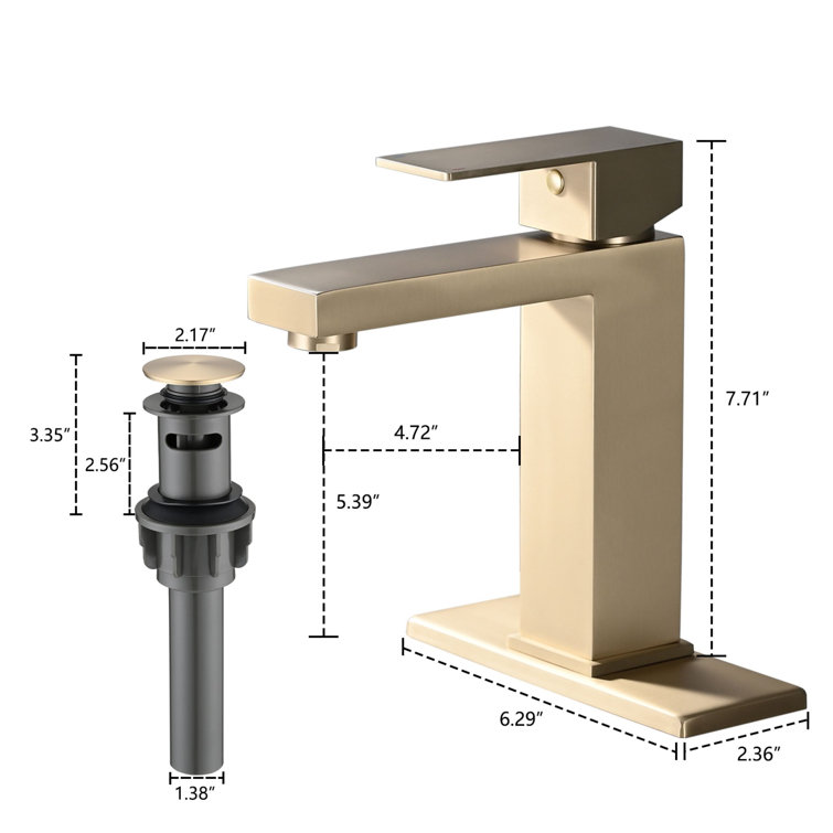 Brushed Gold Stainless Steel Single Handle Bathroom Faucet