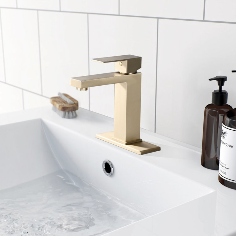 Brushed Gold Stainless Steel Single Handle Bathroom Faucet