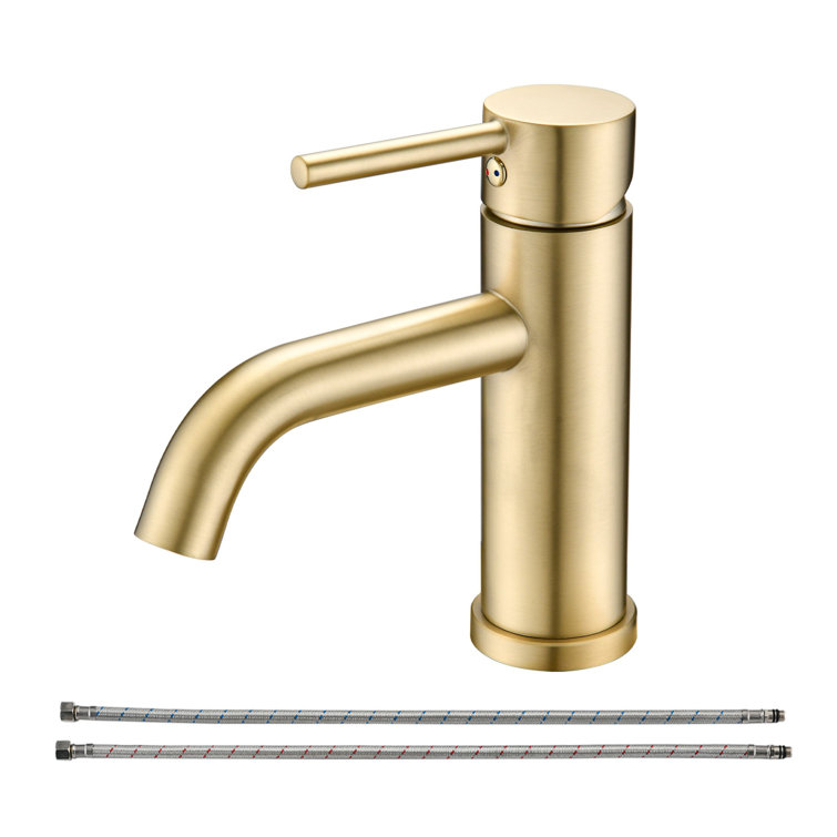 Brushed Gold Stainless Steel Single Handle Bathroom Faucet