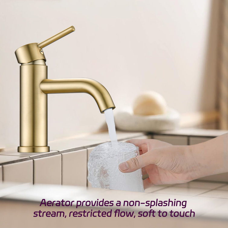 Brushed Gold Stainless Steel Single Handle Bathroom Faucet