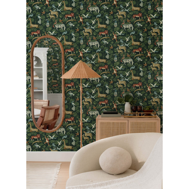 Rigby Green Jungle Animals Non-Woven Wallpaper