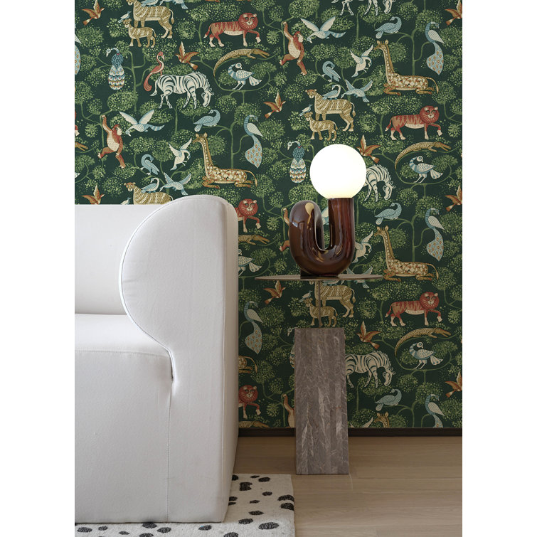 Rigby Green Jungle Animals Non-Woven Wallpaper