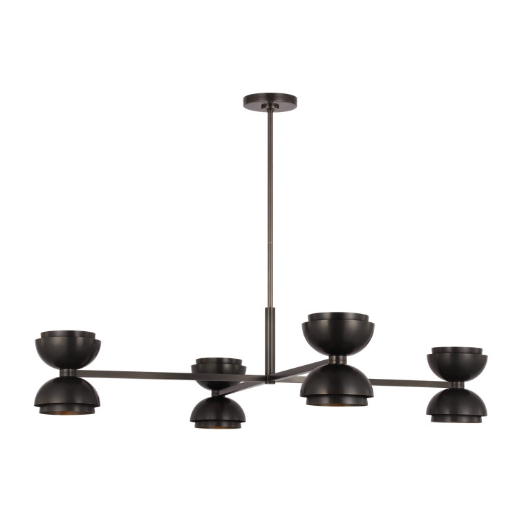 Dark Bronze 4-Light LED Chandelier with Metal Shades