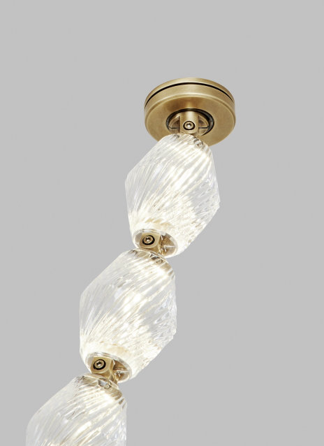Dark Bronze and Crystal LED Chandelier with Faceted Strands