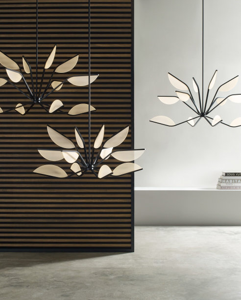 Matte Black 38-Inch Acrylic LED Chandelier