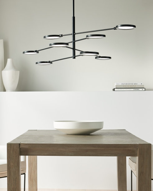 Modern Black Acrylic 8-Light Chandelier with Brass Finish