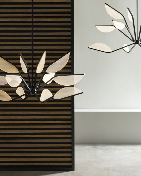 Matte Black 38-Inch Acrylic LED Chandelier