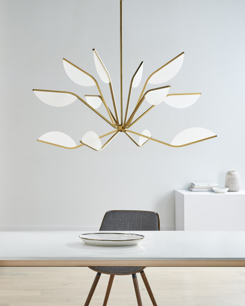Matte Black Acrylic Modern Geometric Chandelier with LED Light