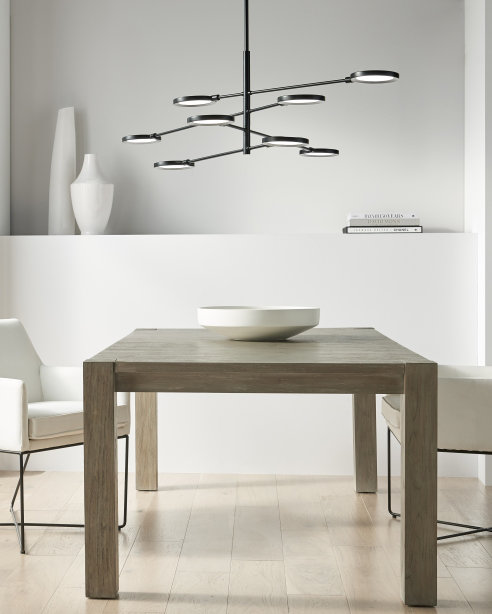 Modern Black Acrylic 8-Light Chandelier with Brass Finish