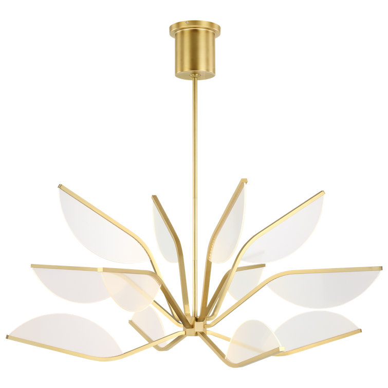 Natural Brass and Acrylic Lotus Flower Chandelier