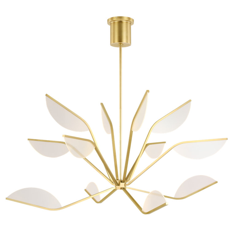 Natural Brass and Acrylic Lotus Flower Chandelier