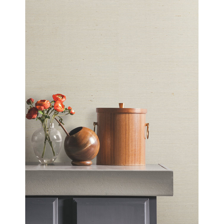 White Self-Adhesive Grasscloth Peel and Stick Wallpaper