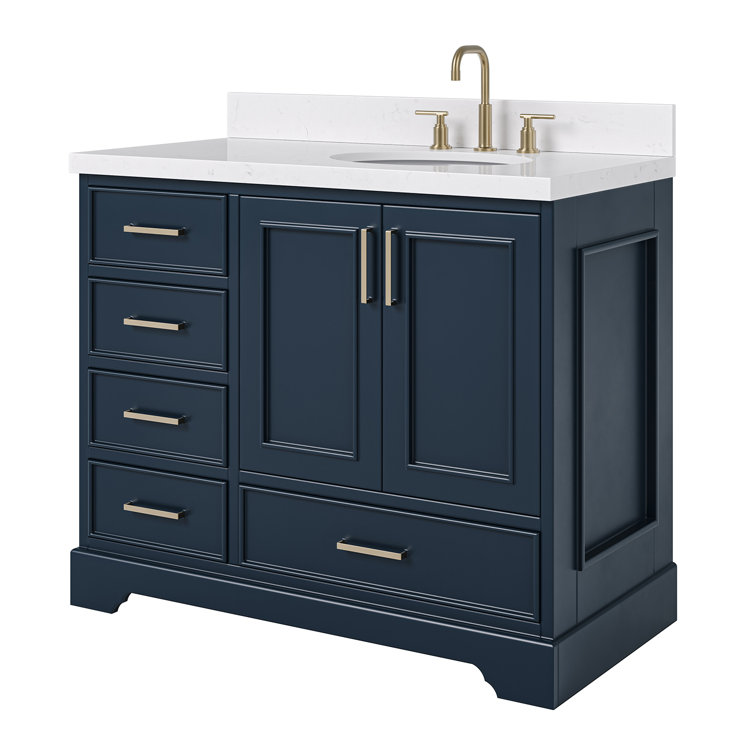Midnight Blue 42" Single Bathroom Vanity with Carrara Marble Top