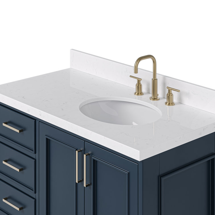 Midnight Blue 42" Single Bathroom Vanity with Carrara Marble Top