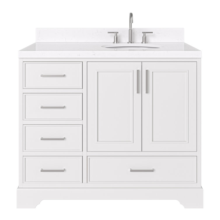 Stafford 42" White Freestanding Single Bathroom Vanity with Quartz Top