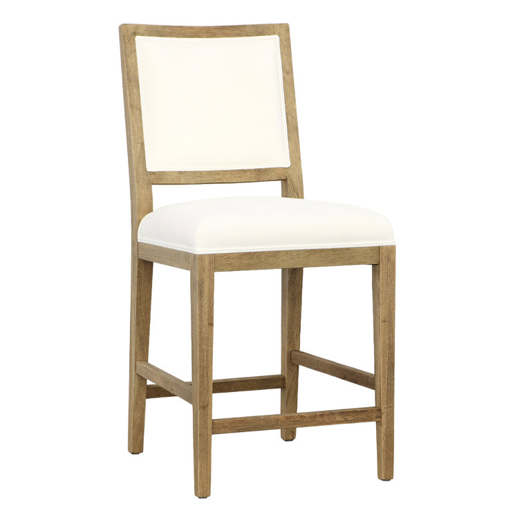 Croft 40" Tall White Upholstered Oak Wood Counter Stool