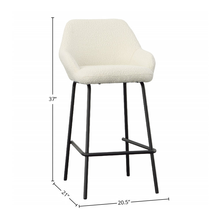 Rachel 39" White Upholstered Metal Counter Stool