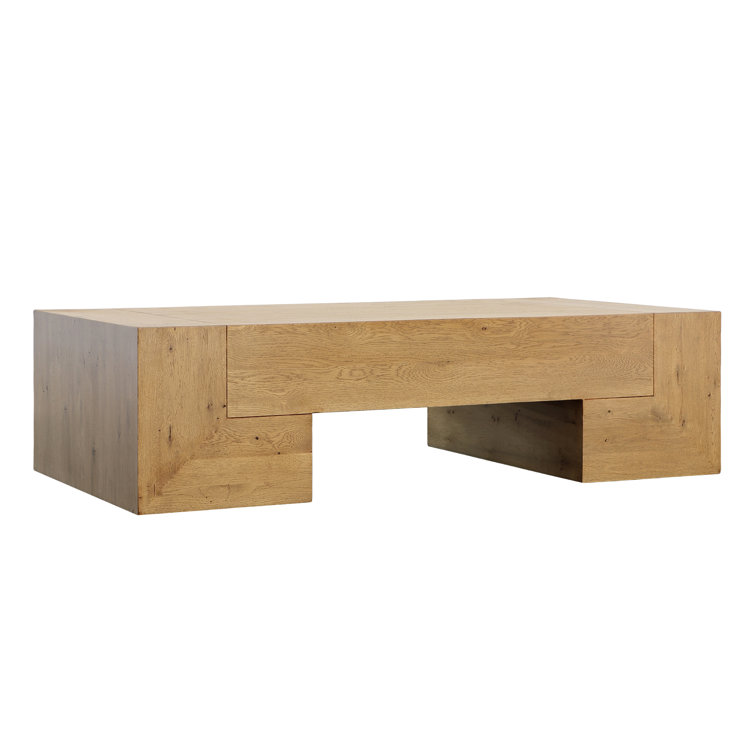 Almanza 59" Natural Solid Oak Rectangular Coffee Table