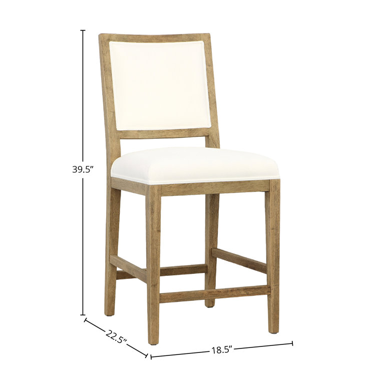 Croft 40" Tall White Upholstered Oak Wood Counter Stool
