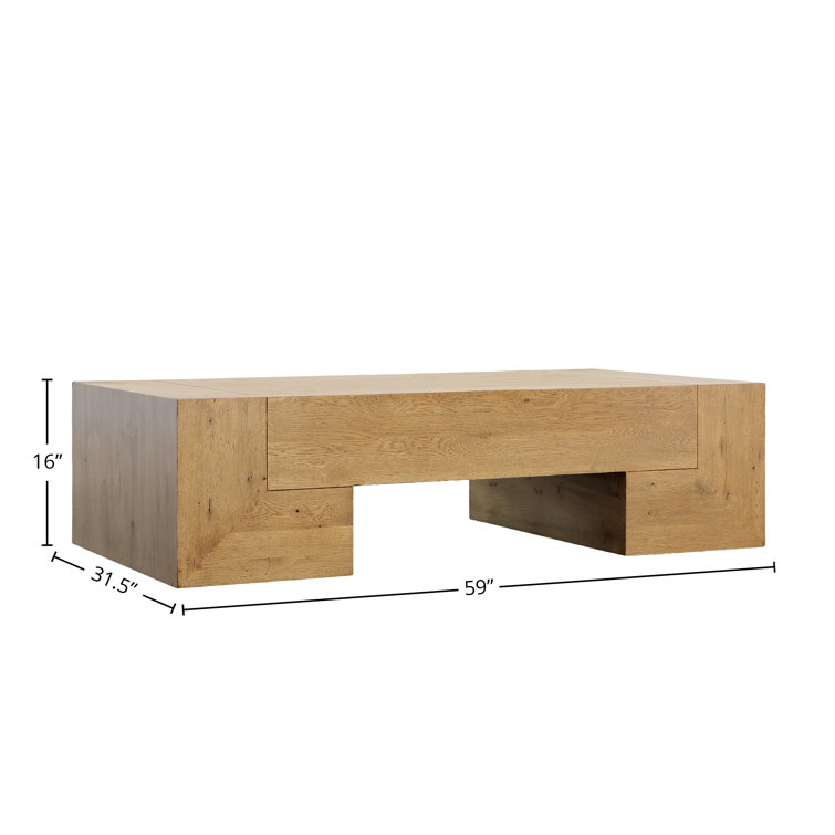 Almanza 59" Natural Solid Oak Rectangular Coffee Table