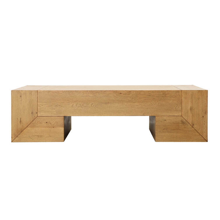 Almanza 59" Natural Solid Oak Rectangular Coffee Table