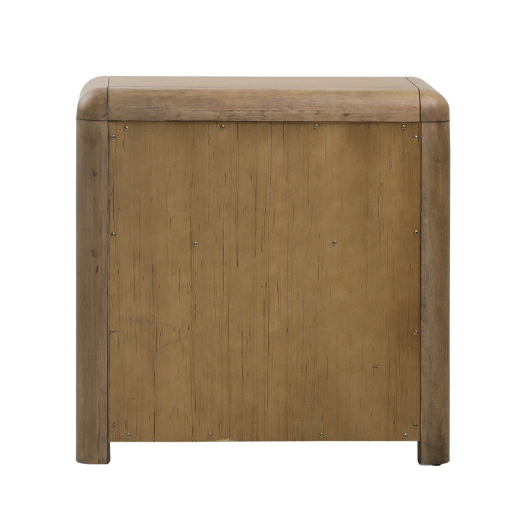 Natural Rubberwood and Oak Veneer 1-Drawer Nightstand