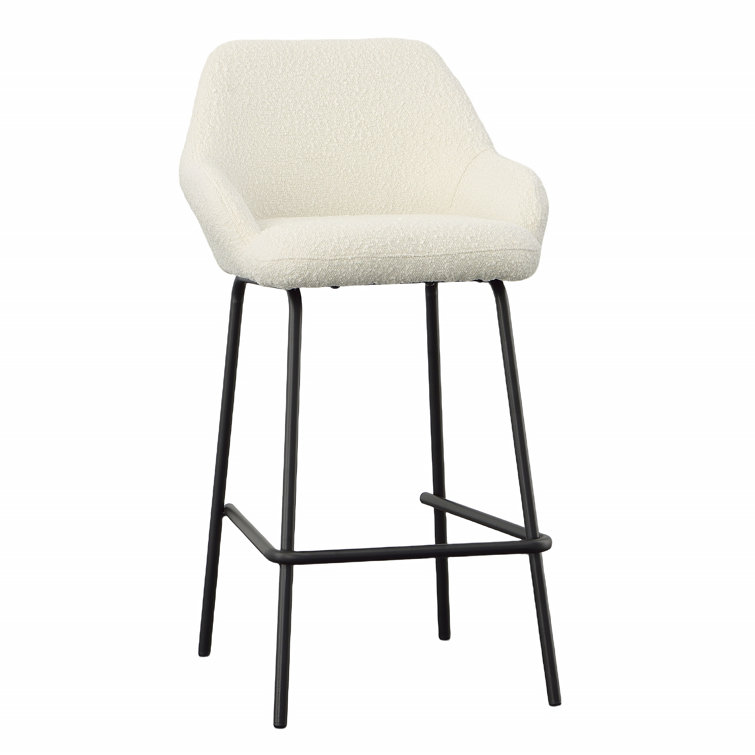 Rachel 39" White Upholstered Metal Counter Stool