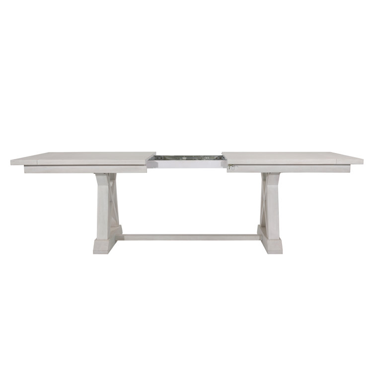 Joaquin Light Gray Wash Rubberwood Extendable Dining Table, 80-98"