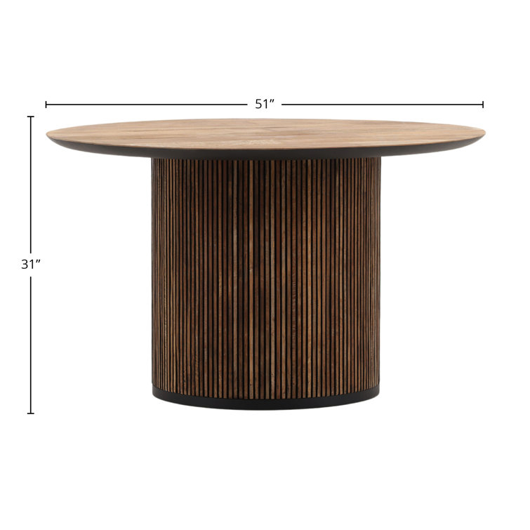 Dabney 51" Round Teak Wood Dining Table with Natural Wash Finish