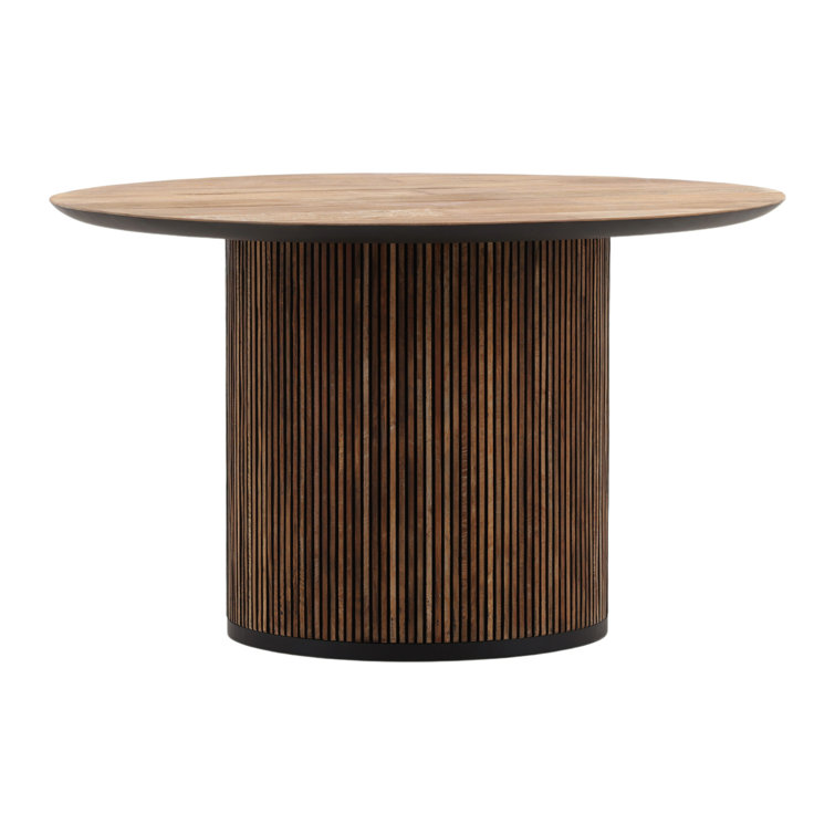 Dabney 51" Round Teak Wood Dining Table with Natural Wash Finish