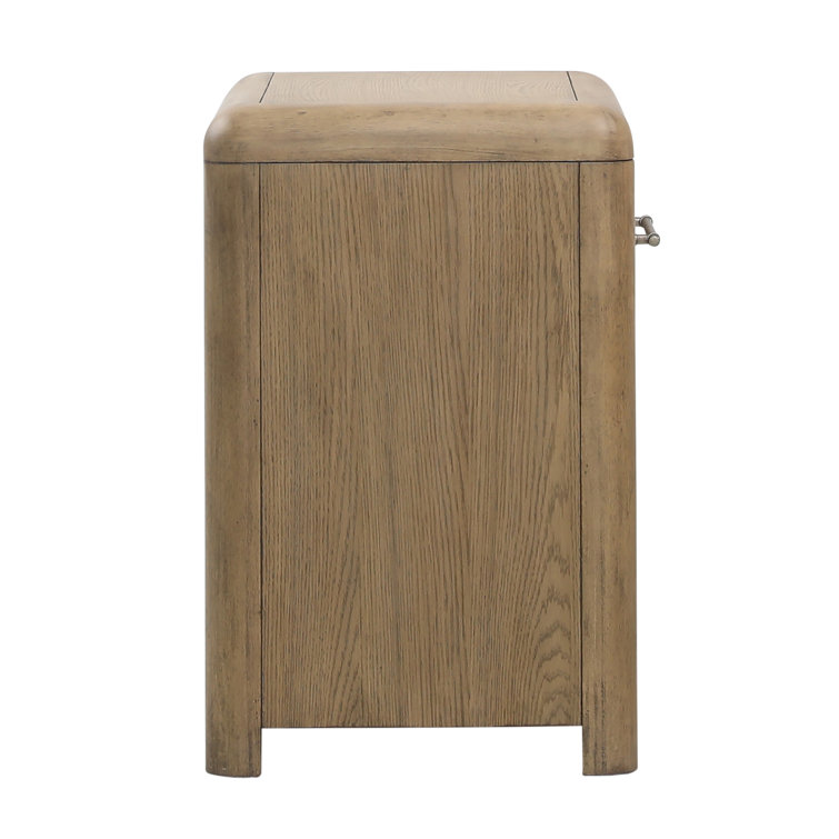 Natural Rubberwood and Oak Veneer 1-Drawer Nightstand