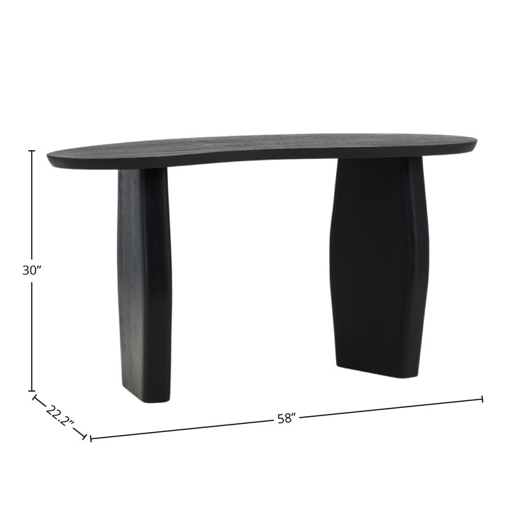 Jenny 58" Black Mango Wood Oval Console Table