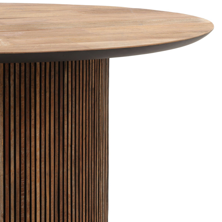 Dabney 51" Round Teak Wood Dining Table with Natural Wash Finish