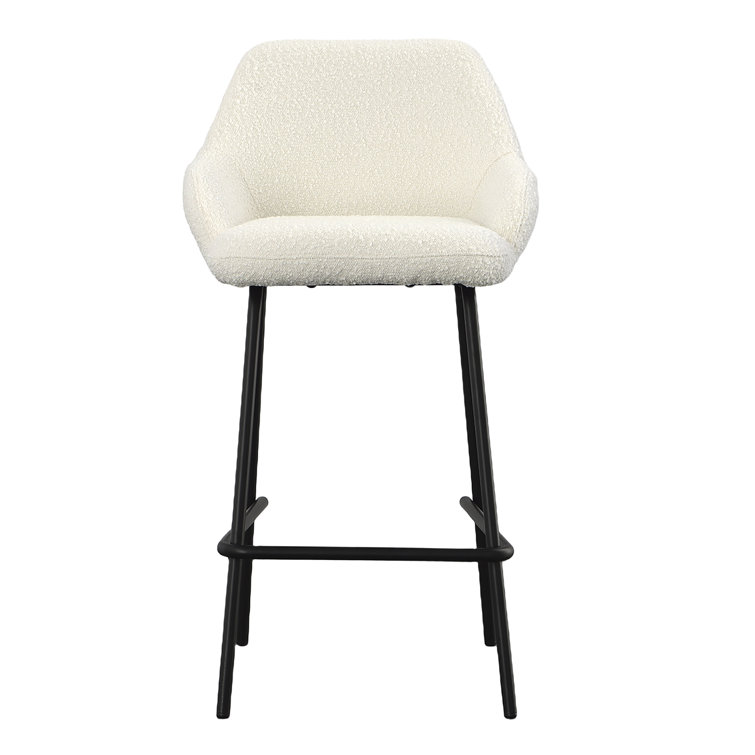 Rachel 39" White Upholstered Metal Counter Stool