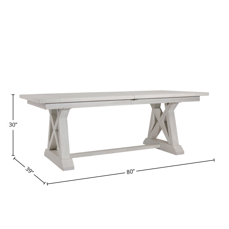 Joaquin Light Gray Wash Rubberwood Extendable Dining Table, 80-98"