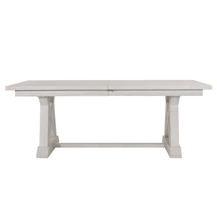 Joaquin Light Gray Wash Rubberwood Extendable Dining Table, 80-98"