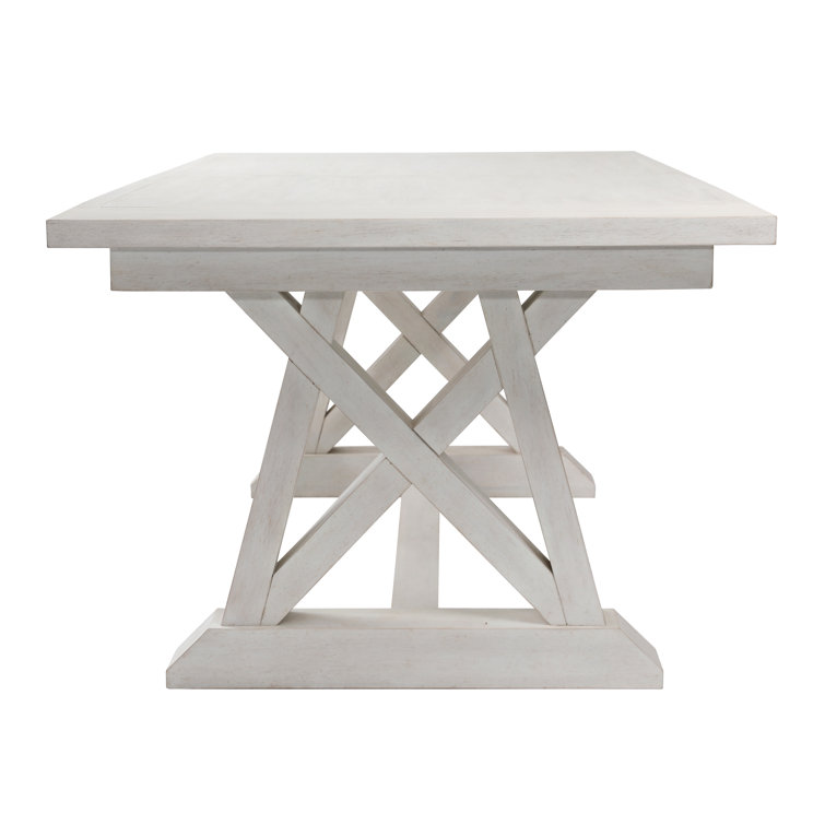 Joaquin Light Gray Wash Rubberwood Extendable Dining Table, 80-98"