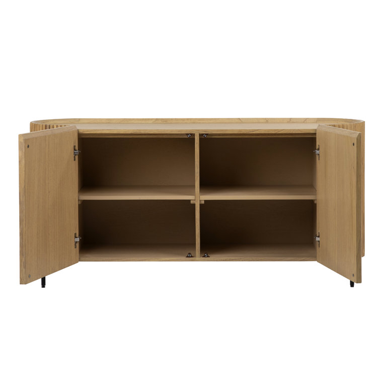 Tala 59" Natural Mindi Wood Sideboard with Black Metal Legs