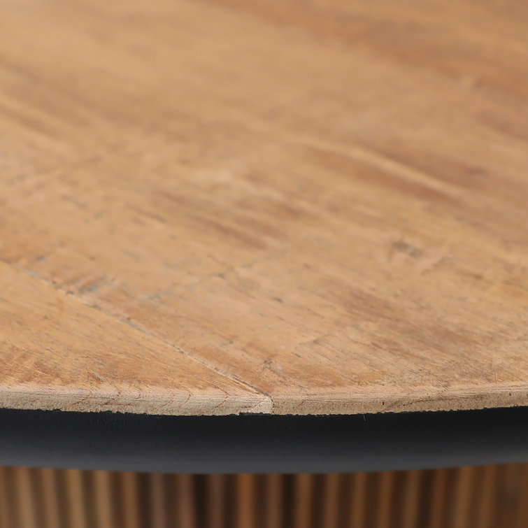 Dabney 51" Round Teak Wood Dining Table with Natural Wash Finish