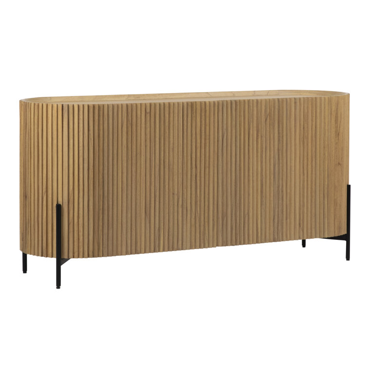 Tala 59" Natural Mindi Wood Sideboard with Black Metal Legs