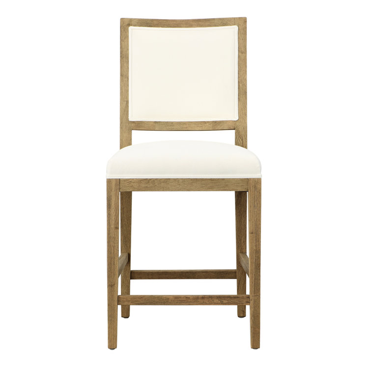 Croft 40" Tall White Upholstered Oak Wood Counter Stool