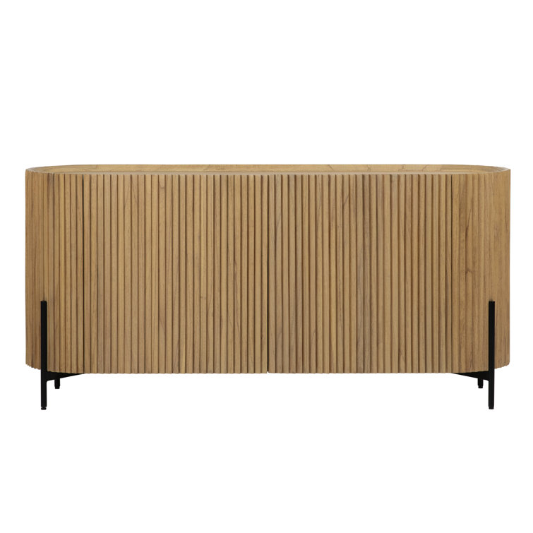 Tala 59" Natural Mindi Wood Sideboard with Black Metal Legs