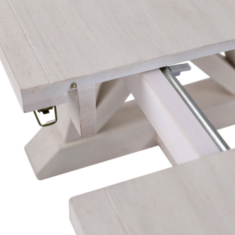 Joaquin Light Gray Wash Rubberwood Extendable Dining Table, 80-98"
