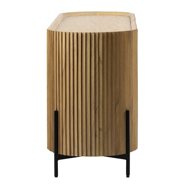 Tala 59" Natural Mindi Wood Sideboard with Black Metal Legs